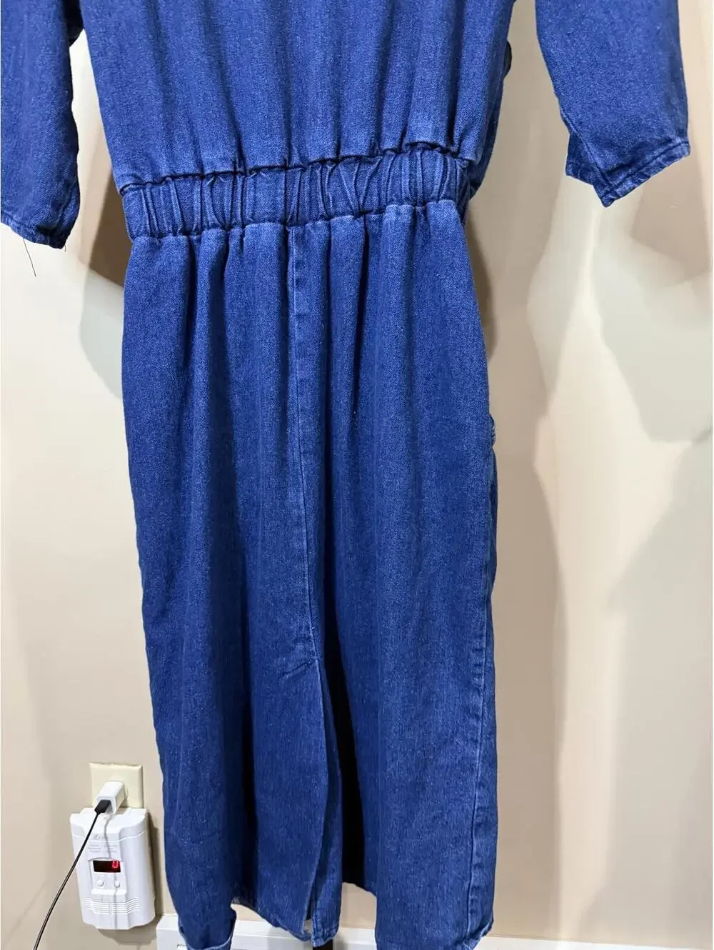 80s 90s Women's Blue Denim Dress with Studded Detail